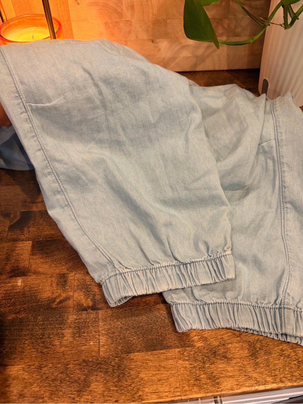 GAP Kids Pale Blue Elastic Waist Denim Jogger Pants